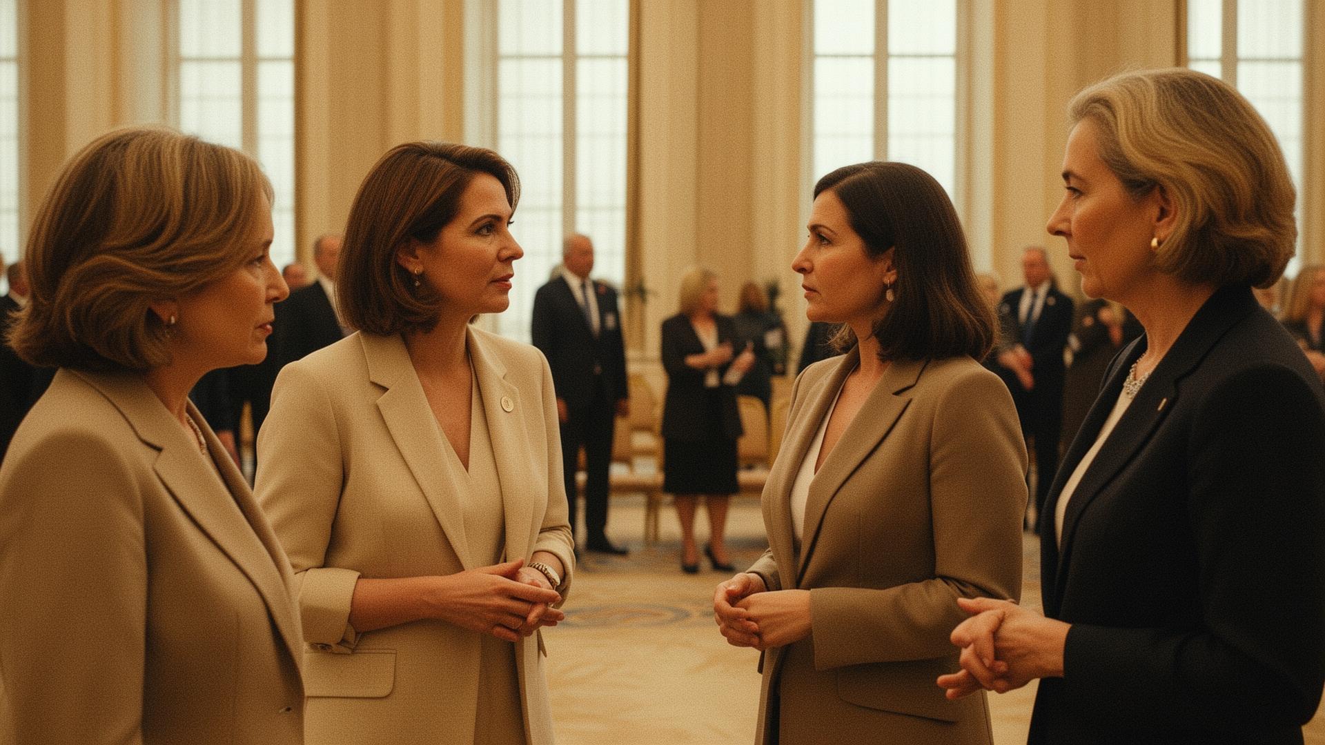 Women diplomats in conversation in an international setting